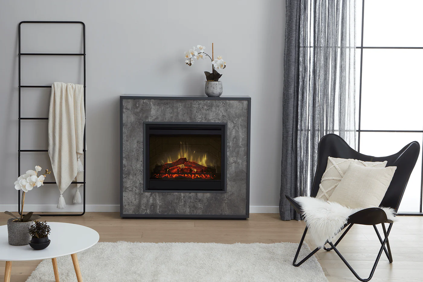 Dimplex Firebox Electric 2kW Atlantic Mantle w/ LED Grey and Concrete effect ATC20-AU - Image 3