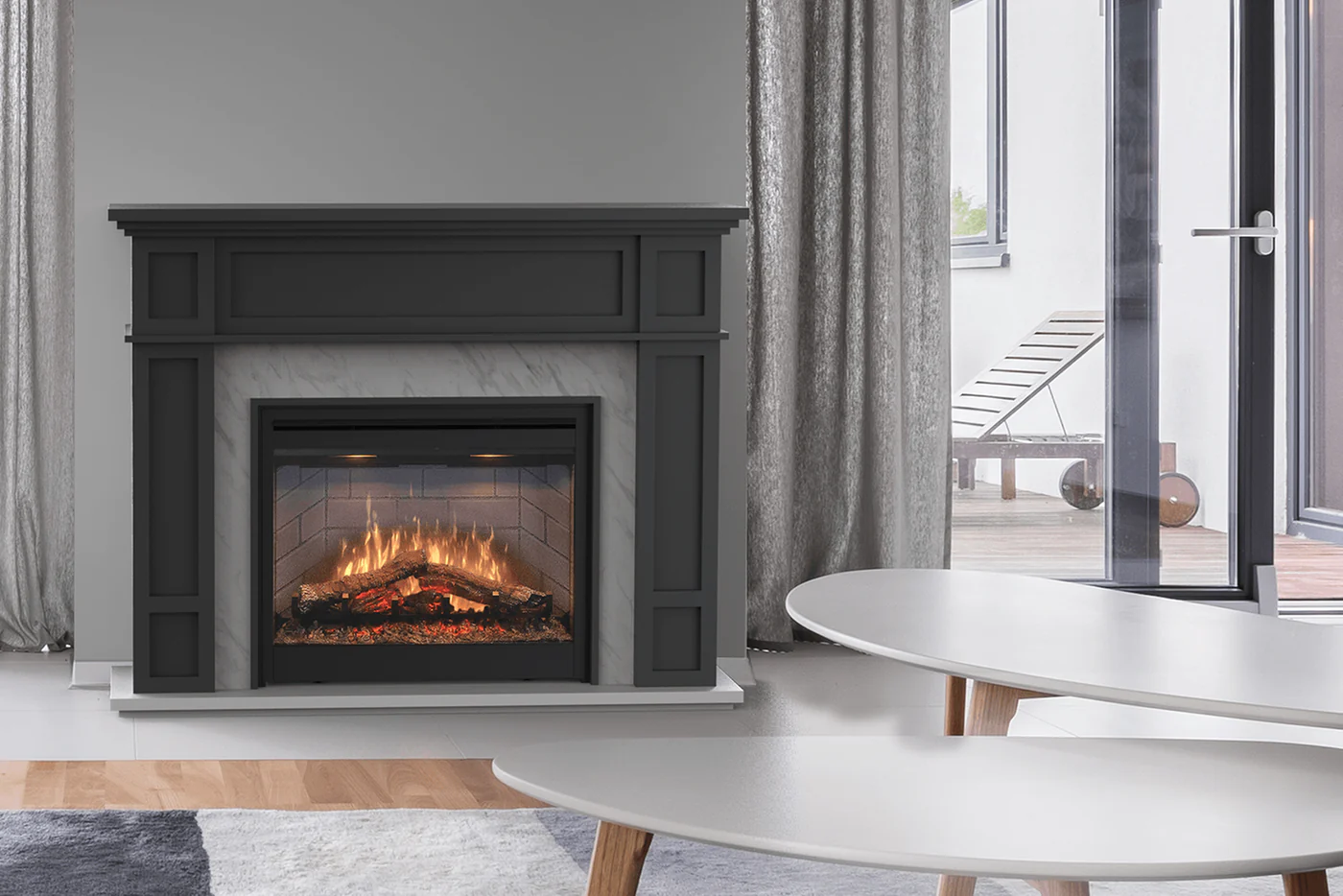 Dimplex Firebox Electric 2kW Eltham Mantle with LED Grey and Marble effect ETM20-AU - Image 5